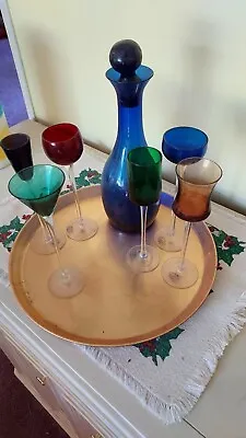 Vintage Multi-color 7pc  Liquor Decanter Set • $36
