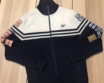 Vintage Speedo Swimming Stripe Boat Zip Up Jacket • $85.64