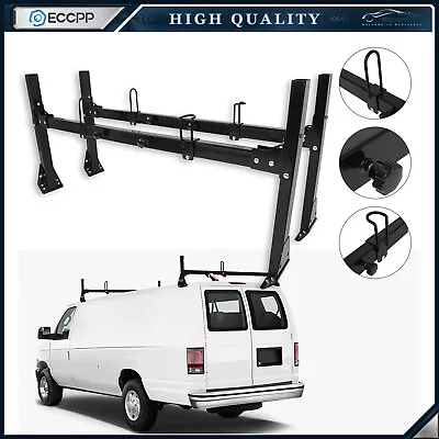 Steel Black 2 Bar Ladder VAN Roof Rack For Ford Econoline Fullsize 350lb Carrier • $144.59