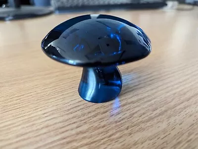 Viking Glass Mushroom Paperweight 3  Wide 2.5” Tall Blue Vintage • $79.99