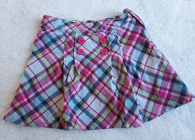 Gymboree Size 7 Smart And Sweet Pleated Plaid Skort Pink Green Blue Skirt • $7
