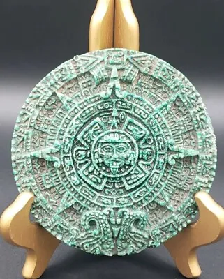 Mayan Aztec Sun Calendar Green Crushed Stone Mexican Wall Hanging Art 5.5  AS-IS • $24.99