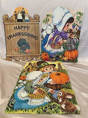 3 Vintage Die Cut Thanksgiving Decorations - Double Sided - • $17.95