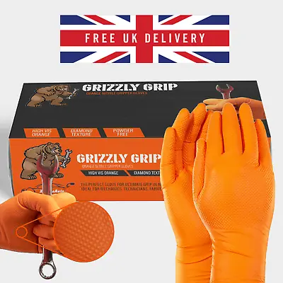 £11.99 • Buy Orange Nitrile Disposable Gloves Strong Heavy Duty Powder Free Car Mechanic 