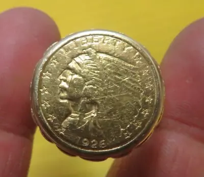 1926 Quarter Eagle $2.50 Gold Indian Head Coin RING Size 9.5 • $1499.99