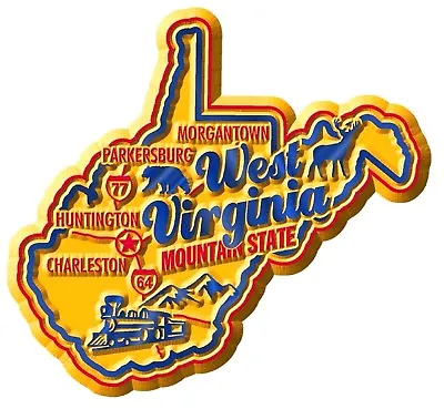 West Virginia The Mountain State Premium Map Fridge Magnet • $5.99