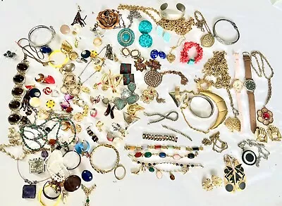 Estate Vintage Costume Jewelry Lot Bracelets Earrings Necklaces Watches • $0.99