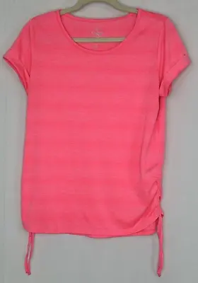 Made For Life Top Womens Hot Pink Rushed Side Short Sleeve Casual Shirt SZ MP • $12