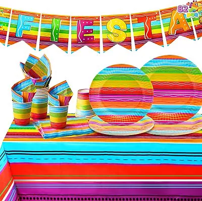 82 PCS Mexican Themed Fiesta Party Supplies Set For Cinco De Mayo Including Cups • $23.99