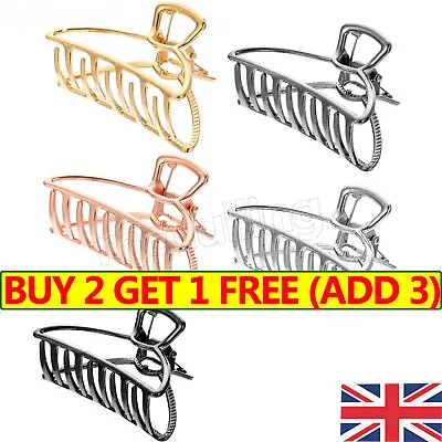 Womens Metal Hair Claw Clips Strong Hair Clamp Salon Hold Claw Grip Section Gift • £1.08