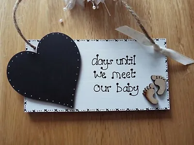 Chalkboard Countdown To Birth Plaque/sign BABY SHOWER Gift Can Be Personalised • £5.99
