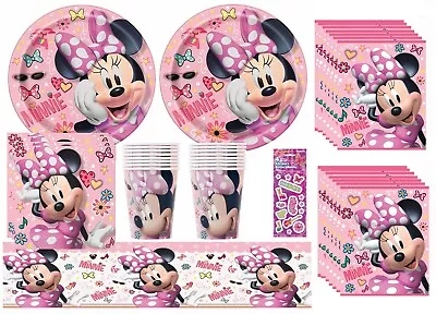 Minnie Mouse Party Plates Cups Napkins Table Cover Banner Favors Loot Bags • $4.49