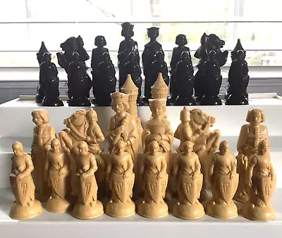 Vintage E.S. Lowe ANRI Renaissance Chessmen Set 32 Pieces Weighted Felt Bottoms • $45