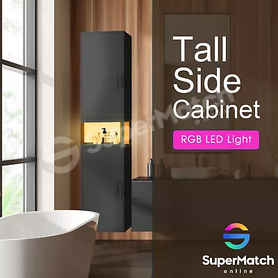 Bathroom Cabinet Storage With LED Light Tall Narrow Toilet Organiser Cupboard • $109.55
