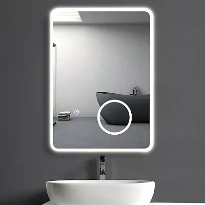 Bathroom Mirror LED Light With Shaver Socket Demister Magnifying Touch 50X70CM • £83.99