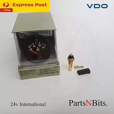 VDO 24v INTERNATIONAL 52mm WATER TEMP GAUGE + SENDER AUTOMOTIVE 4WD 310040002 • $80.20