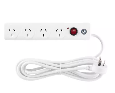 Arlec 3M Cable 4 Way Outlet Surge Protected Power Board Socket Extension Cord AC • $17.45