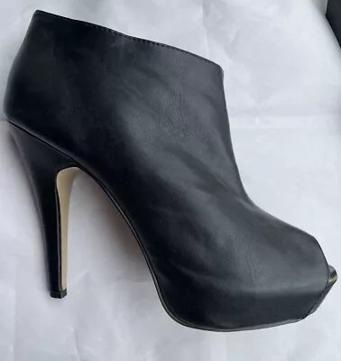 London Rebel Womens Stiletto Ankle Boots Vegan Black Size US 8 Eu 39 FAST POST • $37