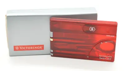 Victorinox Swiss Card Army Knife Multi Tool Wallet Red Ruby Translucent W/ Box • $34.99