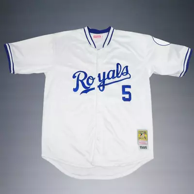 Mitchell+ness George Brett #5 Kansas City Royals 1985 Cooperstown Mlb Jersey 56 • $135.75