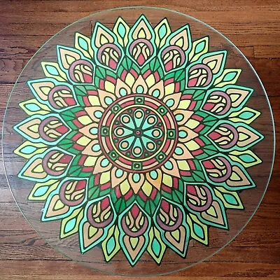 Enamel Stained Glass Table. Handcrafted Mandala Art Glass Top Coffee Table • $480