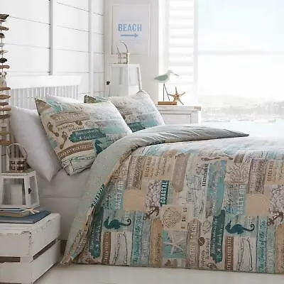 £19.95 • Buy Blue Duvet Covers Driftwood Nautical Beach ​Reversible Quilt Cover Bedding Sets