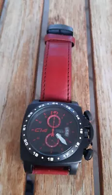 Carbon 14 C14 Air Collection 1.2 Chronograph Quartz Black Red Leather • $85