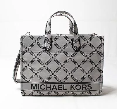 Michael Kors Women's Gigi Empire Logo Jacquard Tote Bag AH4 Natural/Black Large • $229.99