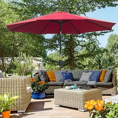 3(m) Parasol Patio Umbrella Outdoor Sun Shade With Tilt And Crank For Balcony • £45.99