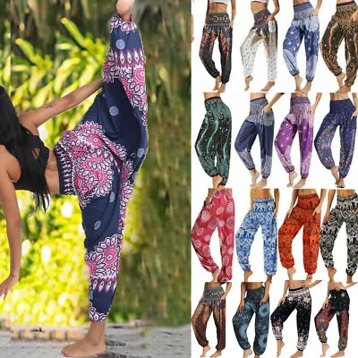 $30.35 • Buy Women's Boho Harem Baggy Gypsy Yoga Pants Floral Loose Hippie Festival Bloomers
