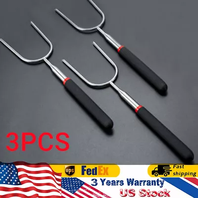 3Pcs BBQ Roasting Sticks Camping Telescoping Marshmallow Hot Dog Fork Sticks • $6.51