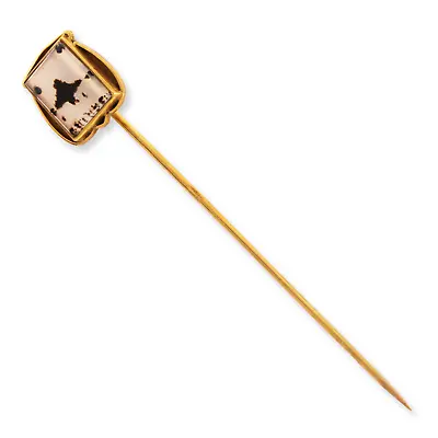 Antique 10k Yellow Gold Montana Moss Agate Stick Pin • $139.50