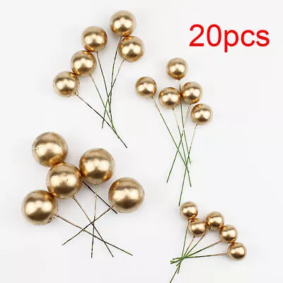 Golden Balls Cake Toppers Birthday Wedding Party Cupcake Dessert Decoration 2024 • £1.15