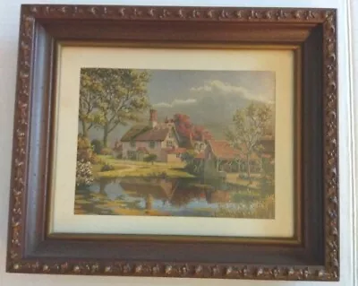 Vintage Bert Pugh Oil Foil Professionally Framed And Matted Cottage Print  • $19