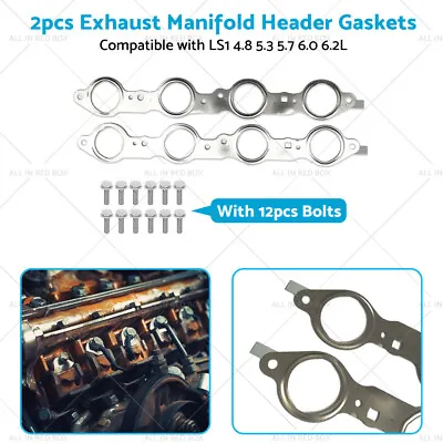 Suitable For LS LS1 4.8 5.3 5.7 6.0 6.2L 1Pair Exhaust Manifold Header Gasket • $19.80