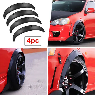 4x Universal Flexible Car Fender Flares Extra Wide Body Wheel Arches Gloss Black • $45.96
