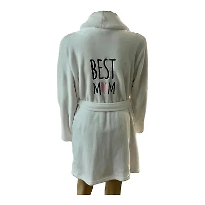 Best Mom Microfleece Heavy Spa Bath Robe L White Pockets Sash Cynthia Rowley • $42