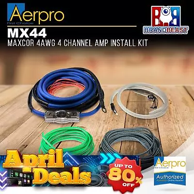 Aerpro MX44 Maxcor 4AWG 4 Channel Amp Install Kit • $118.99