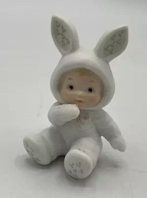 Enesco Morehead Lil Luv Bunting Child Bunny Suit Arm Hand To Chin Figurine 1984 • $13.95