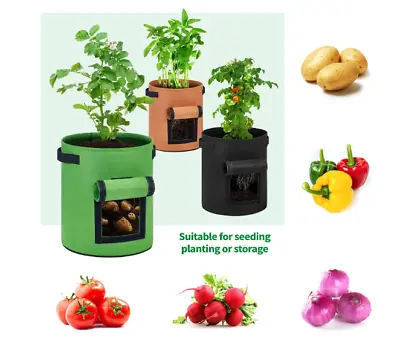 £8.50 • Buy 3 X Potato Grow Bag 7 Gallon Growing Bags Breathable Nonwoven Fabric Garden