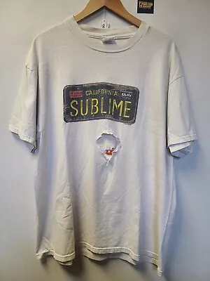 Vtg 90s Sublime Band T Shirt XL License Plate 1997 Thrashed • $61.43