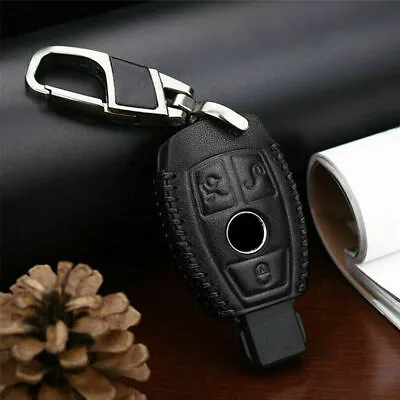 Genuine Leather Car Remote Key For Caser Cover Mercedes Benz CLA GLK C180 C200 • $19.51