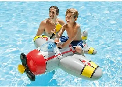 Intex Plane RideOn Kids Swimming Pool Beach Float Raft Squirt Gun Red Mat Fun  • $37.28