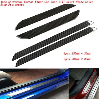 4pcs Car Door Sill Scuff Plate Cover Panel Step Protector Universal Carbon Fiber • $24.99