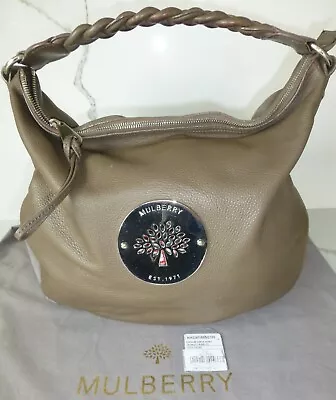 Mulberry Daria Hobo Leather Bag In Taupe With Silver Hardware • £120