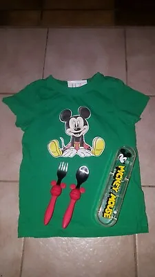 Original Disney Store ~ MICKEY MOUSE ~ TABLE SET With Travel Box (Spoon & Fork) • £31.01