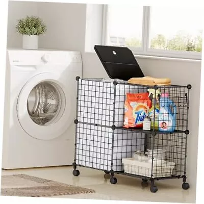  Wire Laundry Hamper With Shelf Laundry Basket With Wheels Clothes Hamper  • $33.88
