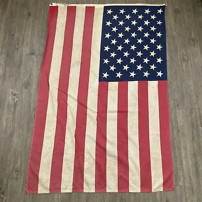 Vintage Cotton US Flag 50 Star United States 3’ X 5’ Linen American Patriotic • $34.88