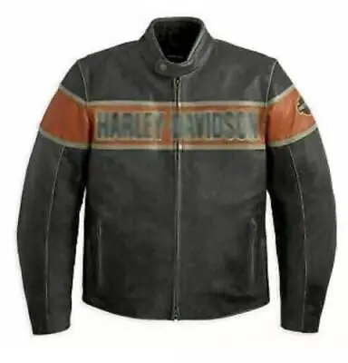 HD Victory Lane Men's Distressed Leather Jacket For Biking/motorcycle • $199.99