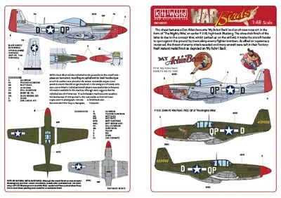 $17.50 • Buy Kits-World 148181	1/48 P-51B/D The Mighty Mite, My Achin Back Decal